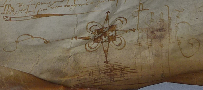 Marque & signature de Denis Huguote, notaire de Castelnau-d'Estrtefonds