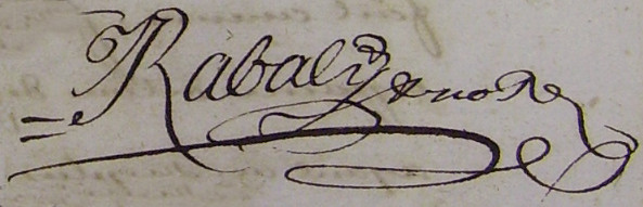 Signature de Jean Pierre Rabaly en 1731