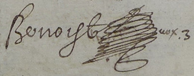 Signature d'Arnaud Benoist en 1628