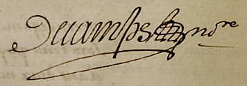 Signature d'Antoine Decamps II en 1689