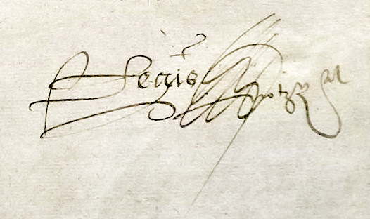 Signature d'Arnaud Regis en 1589