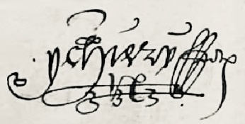 Signature de Pierre Ychiery en 1587
