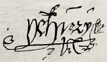 Signature de Pierre Ychiery en 1599
