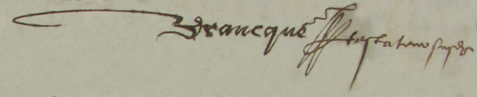 Signature de Pierre Brancque en 1587