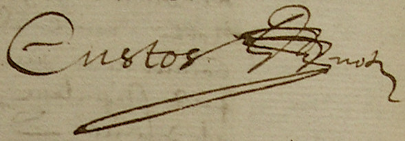 Signature de Jean Custos en 1609