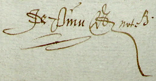 Signature de Jacques de Pinu en 1562