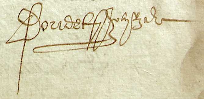 Signature de Jacques Doudet en 1601
