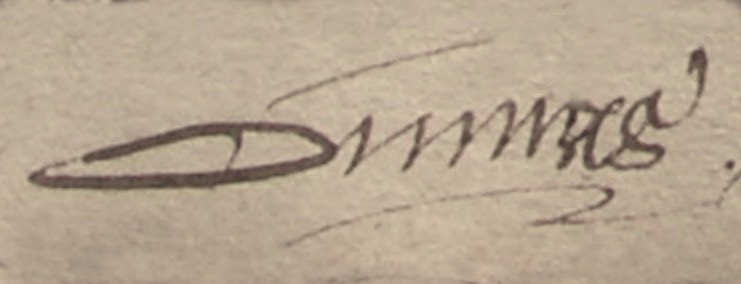 Signature de Hugues Dumas en 1579