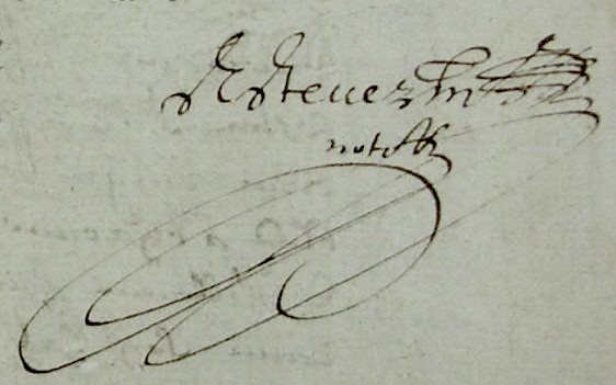 Signature de Jean Esteverin en 1624