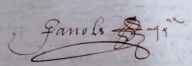 Signature d'Antoine Javols en 1636