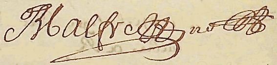 Signature de Jean Baptiste Malfr en 1718