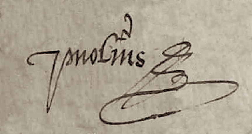 Signature de Paul Molins, praticien, en 1592