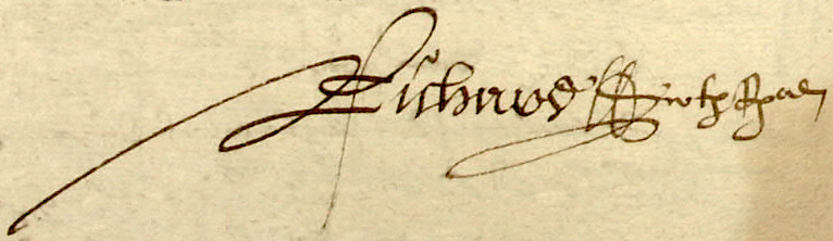 Signature de Jean Richard en 1580