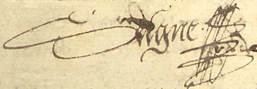 Signature de Hilaire Seigne en 1566