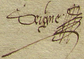 Signature de Hilaire Seigne en 1600