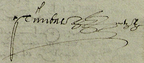 Signature d'Antoine Timbal en 1602