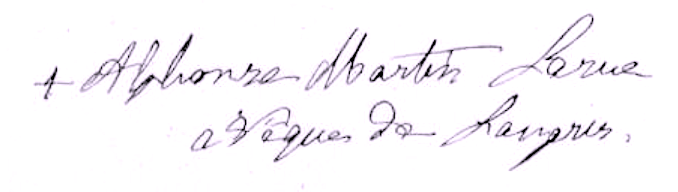 Signature de Mgr Larue en 1892